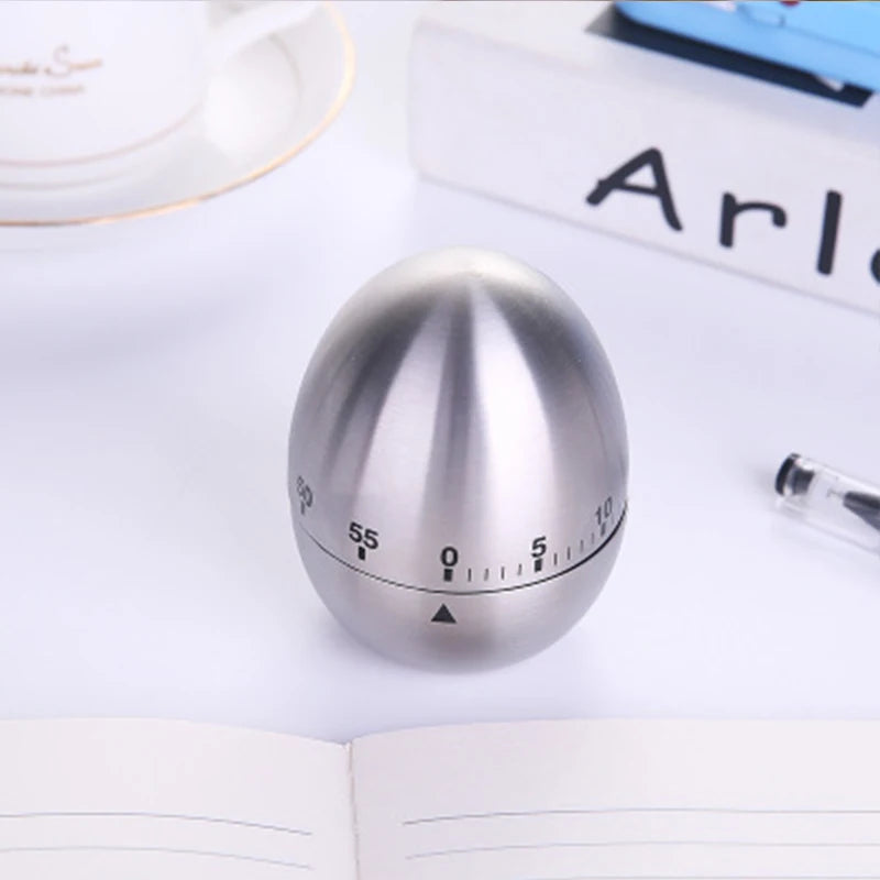 Kitchen Cooking Egg Timer Stainless Steel Egg 60 Minutes Mechanical Alarm Clock Baking Cooking Tool Countdown Timer