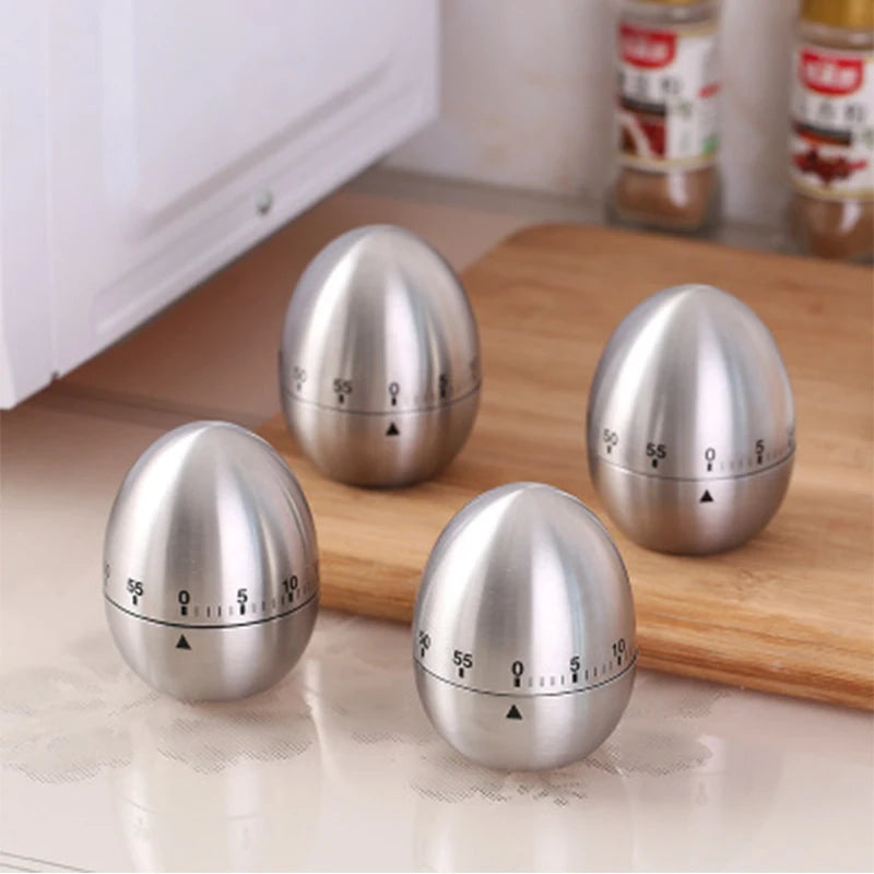 Kitchen Cooking Egg Timer Stainless Steel Egg 60 Minutes Mechanical Alarm Clock Baking Cooking Tool Countdown Timer