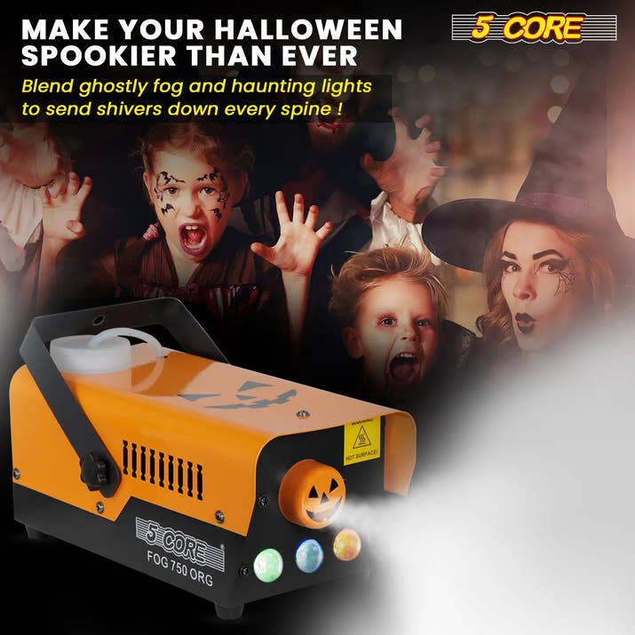 Fog Smoke Machine 750W & 2700CFM LED Lights Effect Low Lying Indoor 250ML Fog Maker with Fogger for Halloween with 1 Wired