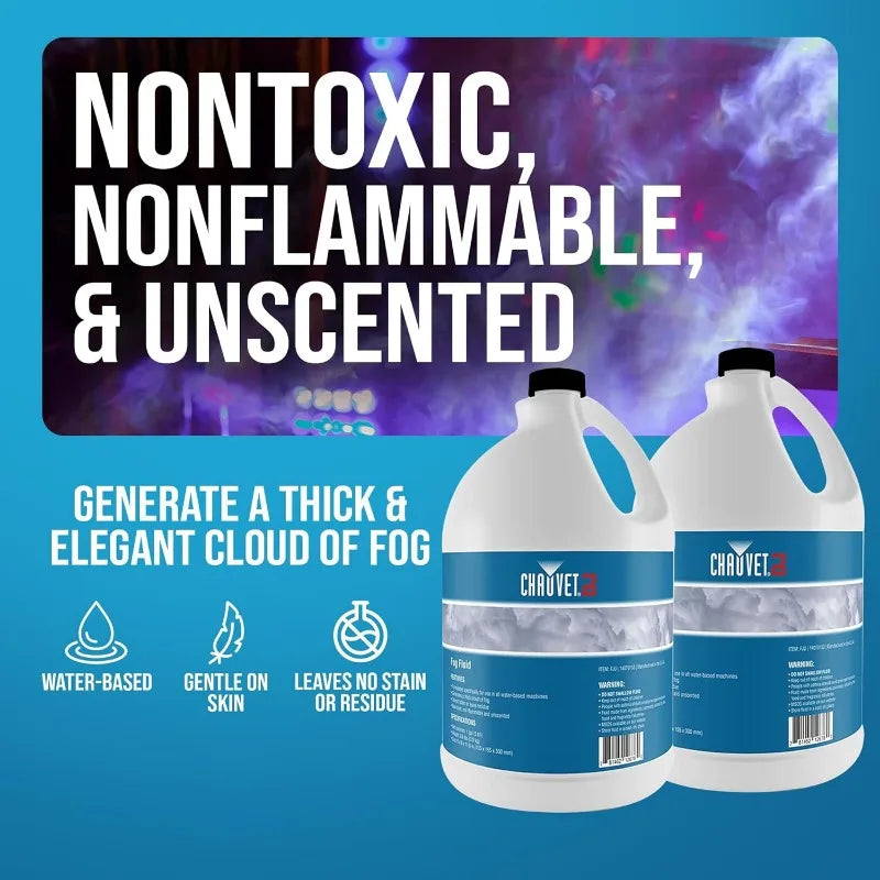 CHAUVET DJ Fog Smoke Juice Fluid 1 Gallon Bottles for Fog Machines, Compatible with Chauvet and Other Leading Brands  2 Pack