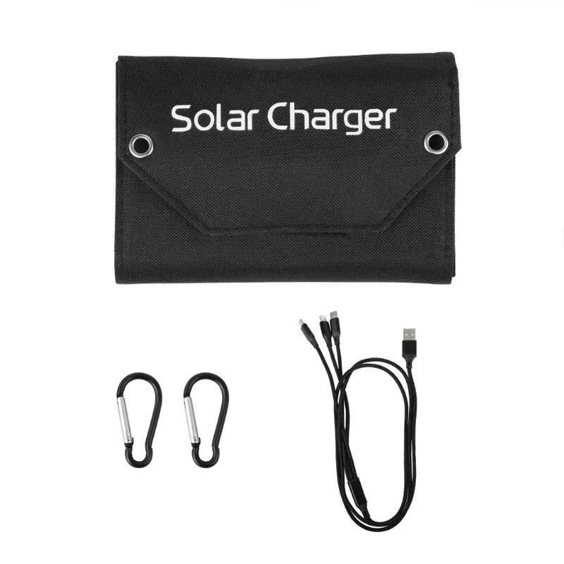 60W/80W/100W Folding Solar Panel USB 5V Solar Charger Portable Solar Battery Power Bank for Outdoor Camping Hiking + Cable