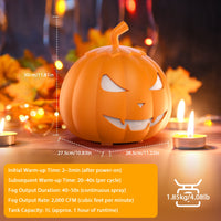 U'King 600W RGB 6LED Pumpkin Fog Machine with Remote Halloween Maker Fogger 12 Color Lighting Effect Smoke Machine for DJ Show