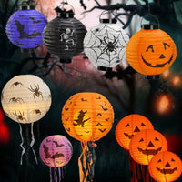 Halloween Paper Lantern Pumpkin Spider Bat Skeleton Lantern Hanging Pendant Horror Props Halloween Party Decoration Outdoor Home