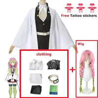 Anime Kanroji Mitsuri Cosplay Costume Kimono Haori Dress Wig Clothes Halloween Costume for Adult Children