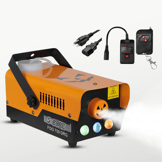 Fog Smoke Machine 750W & 2700CFM LED Lights Effect Low Lying Indoor 250ML Fog Maker with Fogger for Halloween with 1 Wired