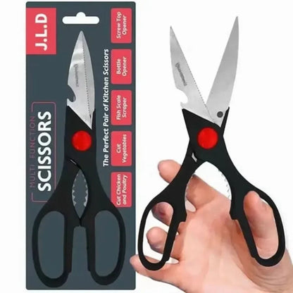 Multifunctional Kitchen Scissors with Stainless Steel Blades and NonSlip Handle Featuring Builtin Bottle Opener Can Opener and