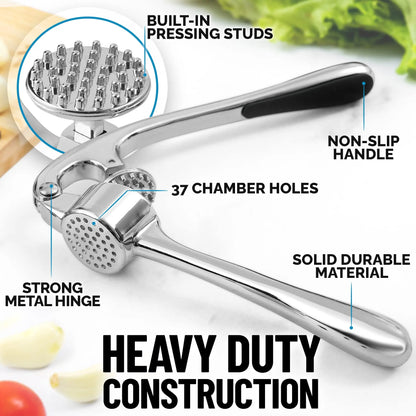 Kitchen Premium Garlic Press Rocker Crusher, Dishwasher Safe Professional Garlic Mincer Grinder Tool - Easy-Squeeze, Easy-Clean