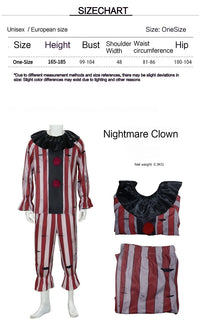 Nightmare Clown Costume Halloween Costume for Unisex One-Size For Men For Women Scary Halloween Costumes
