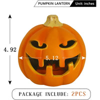 2PCS Jack O Lantern Light Halloween Scary Glowing Plastic Pumpkin Lamp for Outdoor Yard and Garden Decor in Orange Perfect for