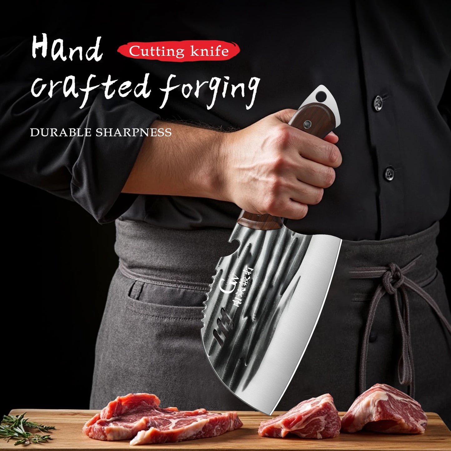 Multi-purpose Heavy-duty meat cleaver:Professional kitchen knife,sharp slicer blade,high-hardness bone cutting edge,kitchenlools