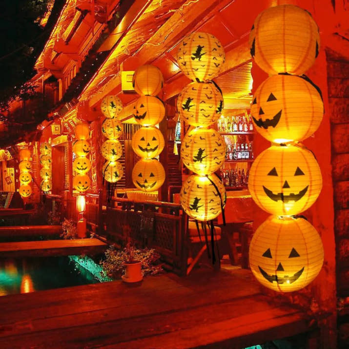 Halloween Paper Lantern Pumpkin Spider Bat Skeleton Lantern Hanging Pendant Horror Props Halloween Party Decoration Outdoor Home