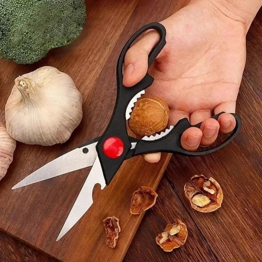 Multifunctional Kitchen Scissors with Stainless Steel Blades and NonSlip Handle Featuring Builtin Bottle Opener Can Opener and