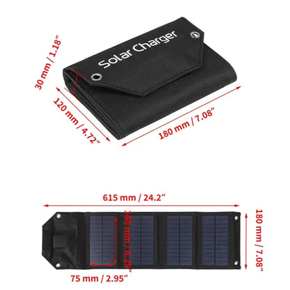 60W/80W/100W Folding Solar Panel USB 5V Solar Charger Portable Solar Battery Power Bank for Outdoor Camping Hiking + Cable