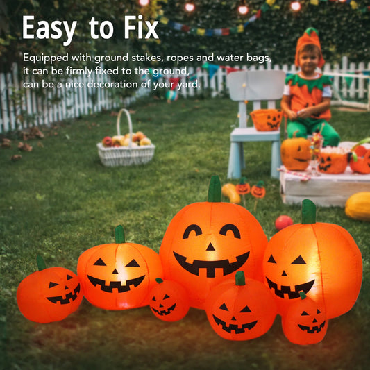 7.5ft Halloween Inflatable Pumpkin with LED Lights IP44 Colorfast Inflatable Smiling Pumpkin Decoration for Yard Garden Lawn