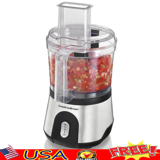 10-Cup Stainless Steel Food Processor Powerful 500W Variable Speed Chopper Grater Slicer Dishwasher Safe Compact Storage Kitchen