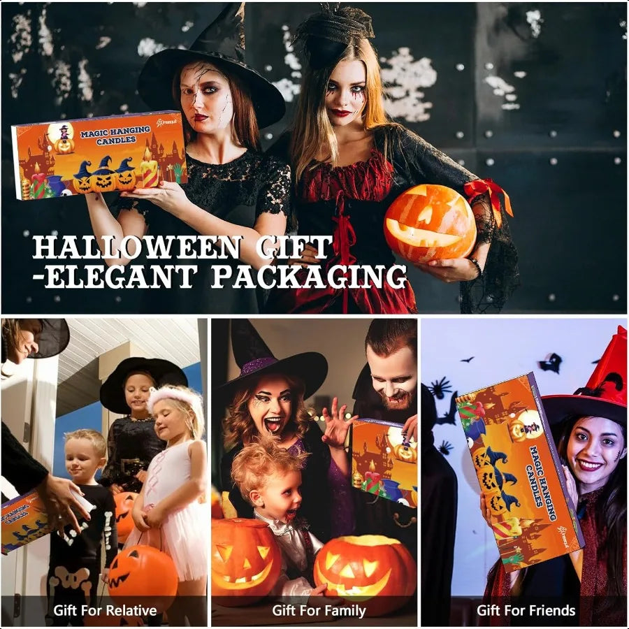 Floating Candles with Wand Remote 20 Pcs Magic Halloween Hanging Candles Flickering Warmer Light Flamel LED Candles with DIY St