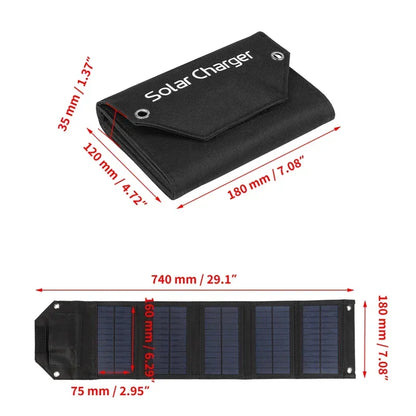 60W/80W/100W Folding Solar Panel USB 5V Solar Charger Portable Solar Battery Power Bank for Outdoor Camping Hiking + Cable
