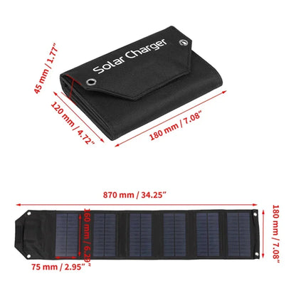 60W/80W/100W Folding Solar Panel USB 5V Solar Charger Portable Solar Battery Power Bank for Outdoor Camping Hiking + Cable