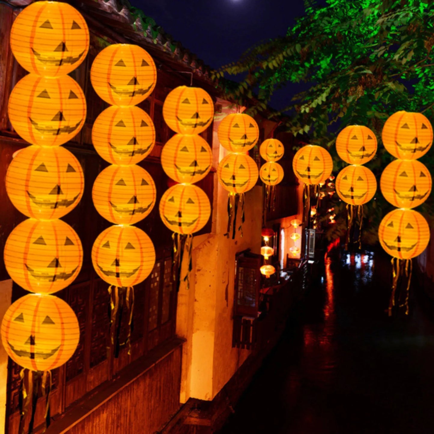 Halloween Paper Lantern Pumpkin Spider Bat Skeleton Lantern Hanging Pendant Horror Props Halloween Party Decoration Outdoor Home