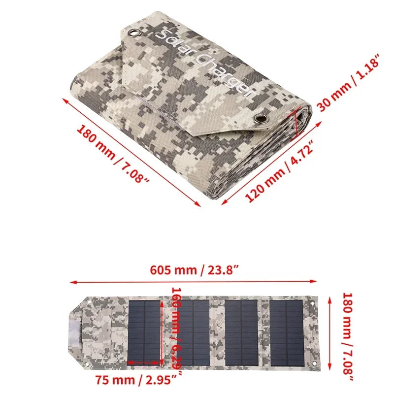 60W/80W/100W Folding Solar Panel USB 5V Solar Charger Portable Solar Battery Power Bank for Outdoor Camping Hiking + Cable