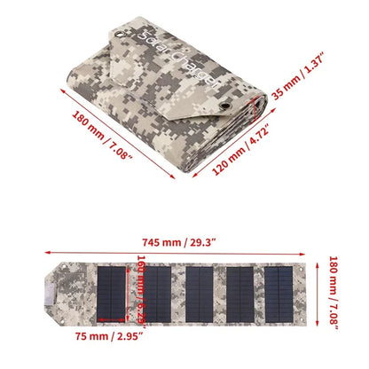 60W/80W/100W Folding Solar Panel USB 5V Solar Charger Portable Solar Battery Power Bank for Outdoor Camping Hiking + Cable