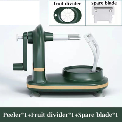Multifunctional Kitchen Peeler Hand-cranked Manual Fruit Peeler Apple Pear Slicing Tool With Fruit Divider And Spare Blades