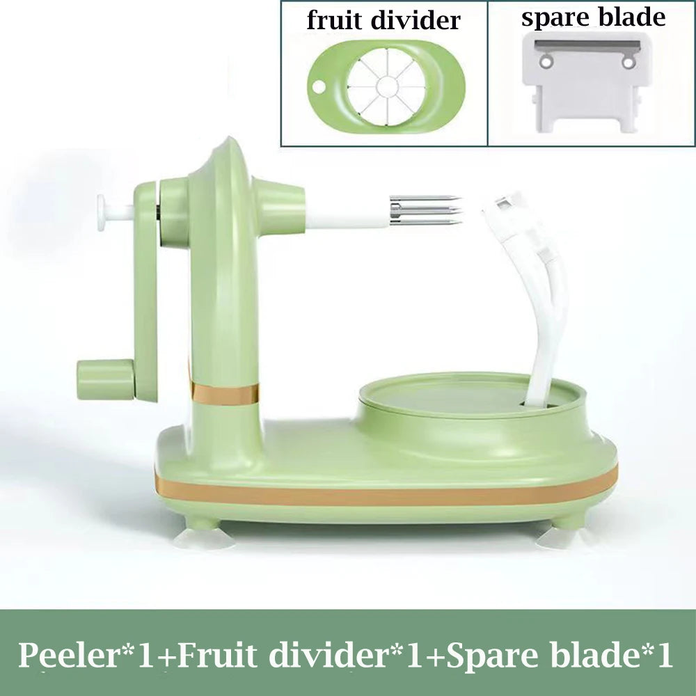 Multifunctional Kitchen Peeler Hand-cranked Manual Fruit Peeler Apple Pear Slicing Tool With Fruit Divider And Spare Blades