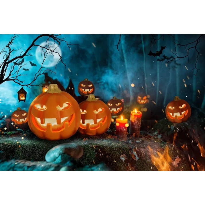 2PCS Jack O Lantern Light Halloween Scary Glowing Plastic Pumpkin Lamp for Outdoor Yard and Garden Decor in Orange Perfect for